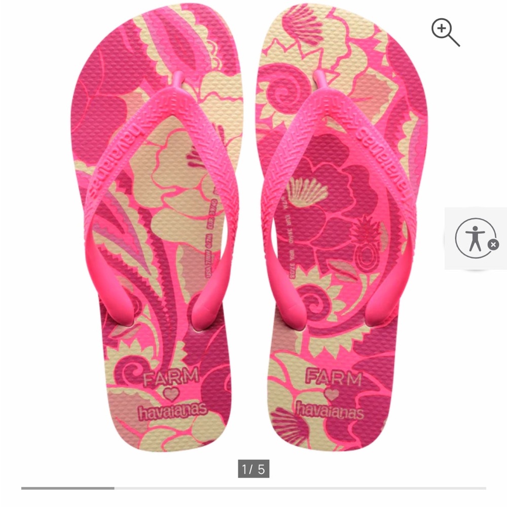 NWT Havaianas x Farm to Rio Women's Pink Tropical Sandals - Picture 3 of 6